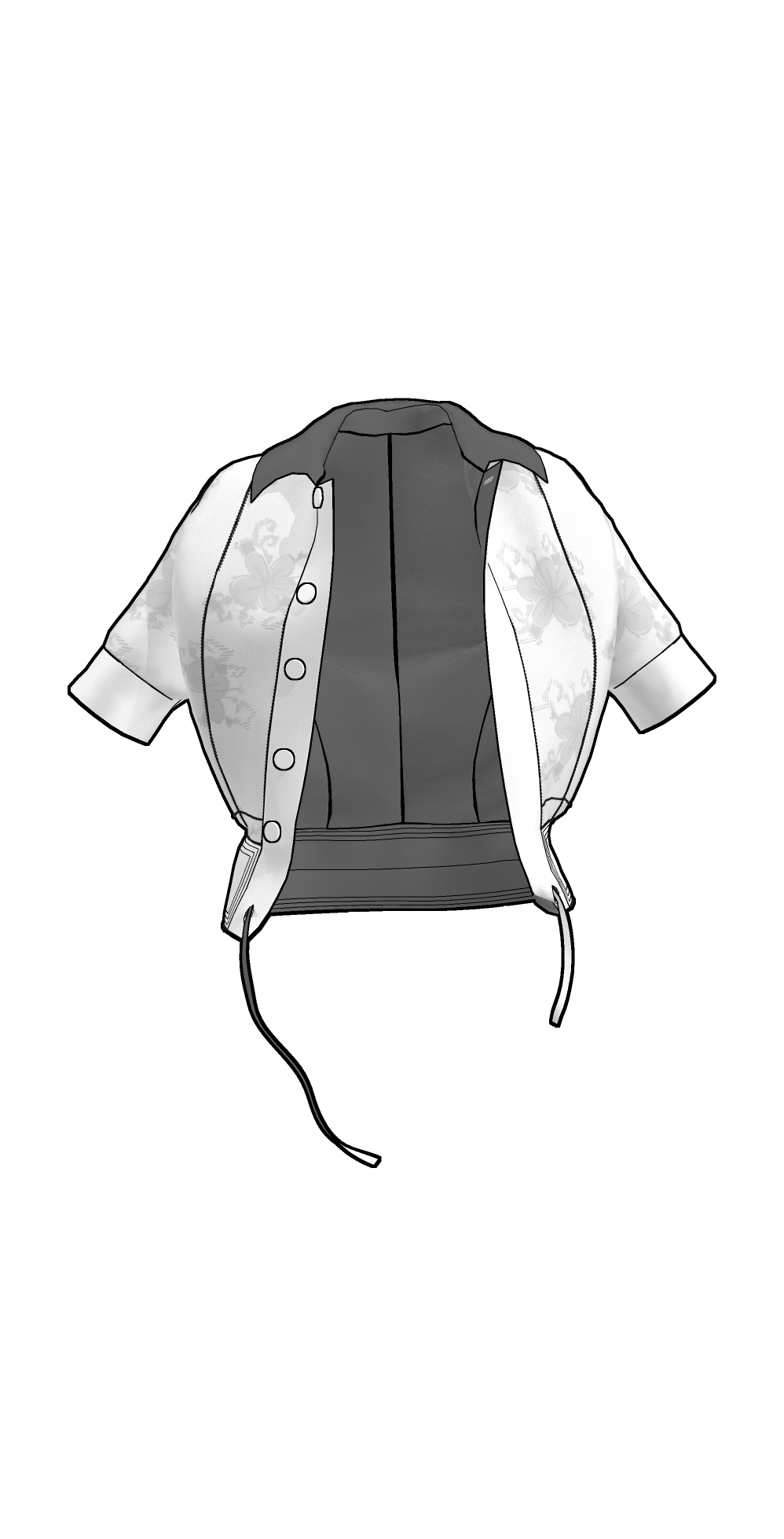 Drawstring jacket front flat